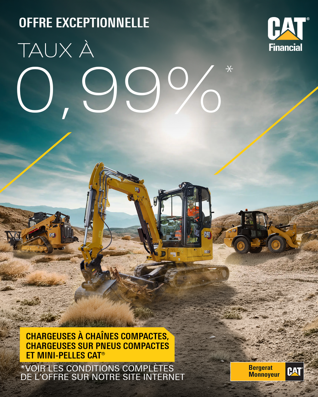 Financez votre nouvelle machine CAT® à seulement 0,99 % avec Cat Financial