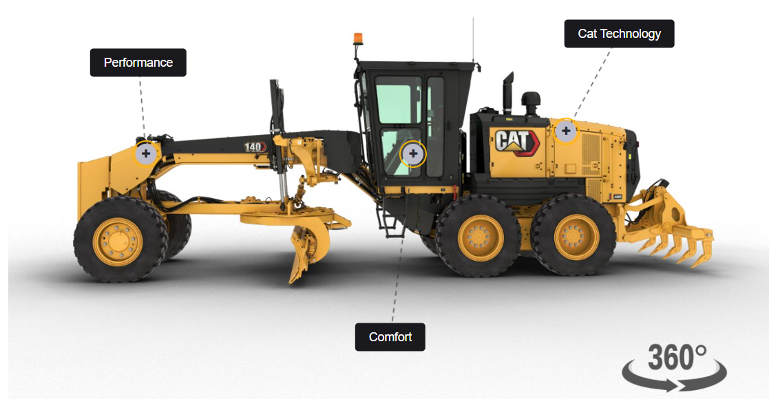 Cat 140 la 360 de grade